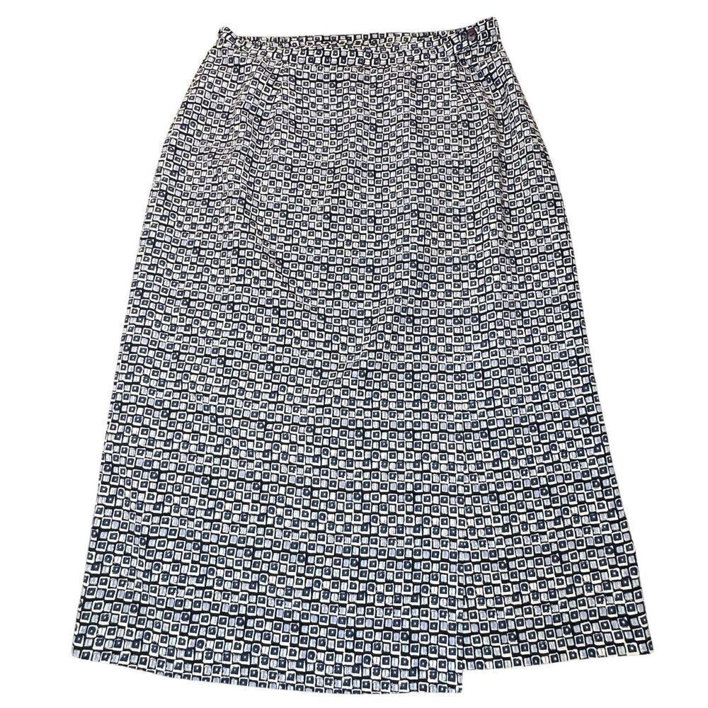 Designs Lane Bryant Sz 14/16 Maxi Faux Wrap Skirt Womens Geometric Blue Shades